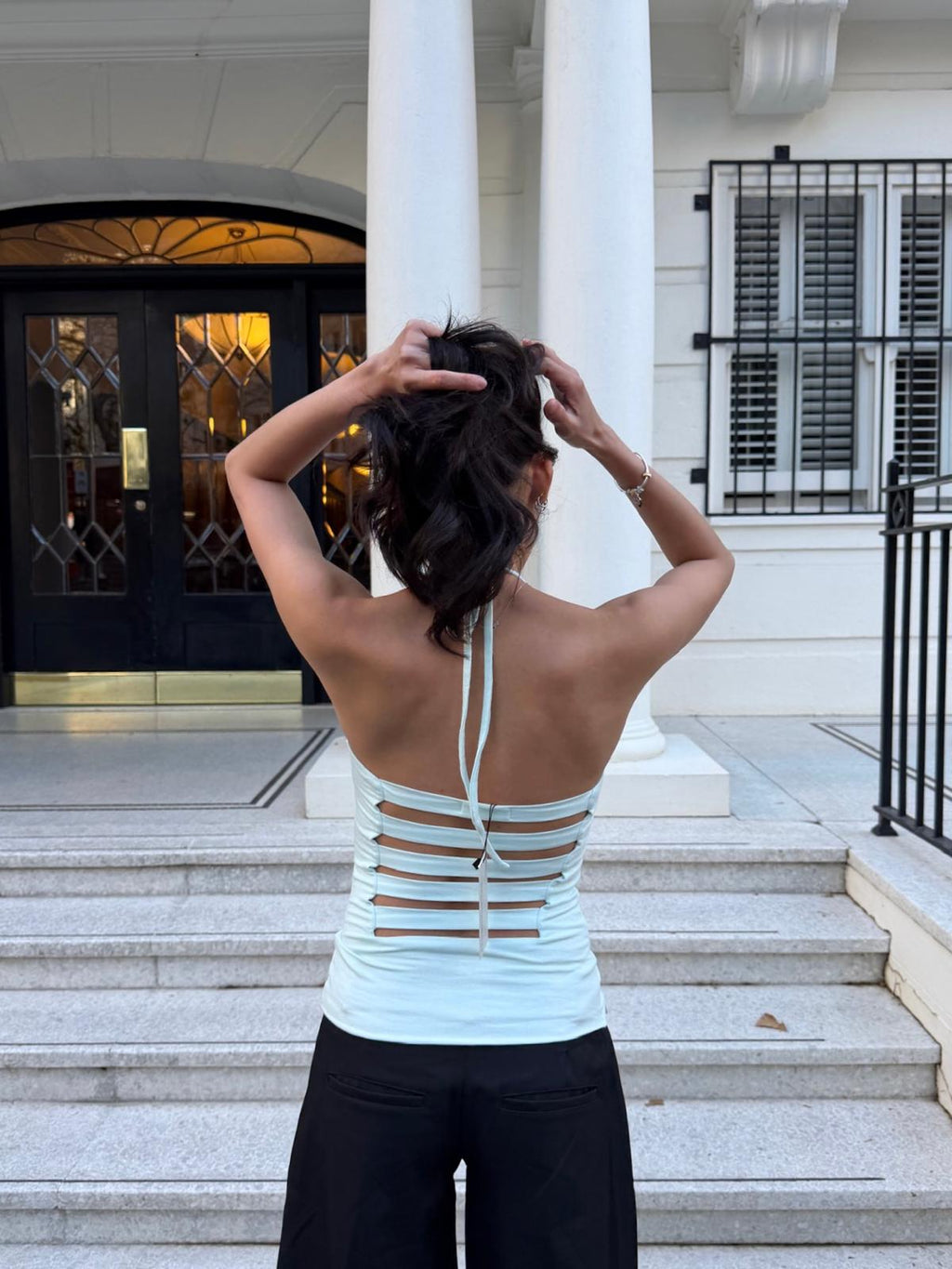 Striped Back Halter Top