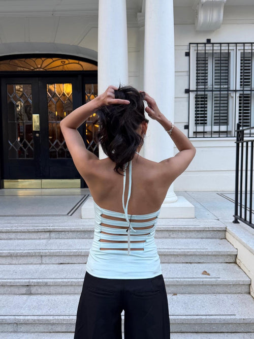 Striped Back Halter Top